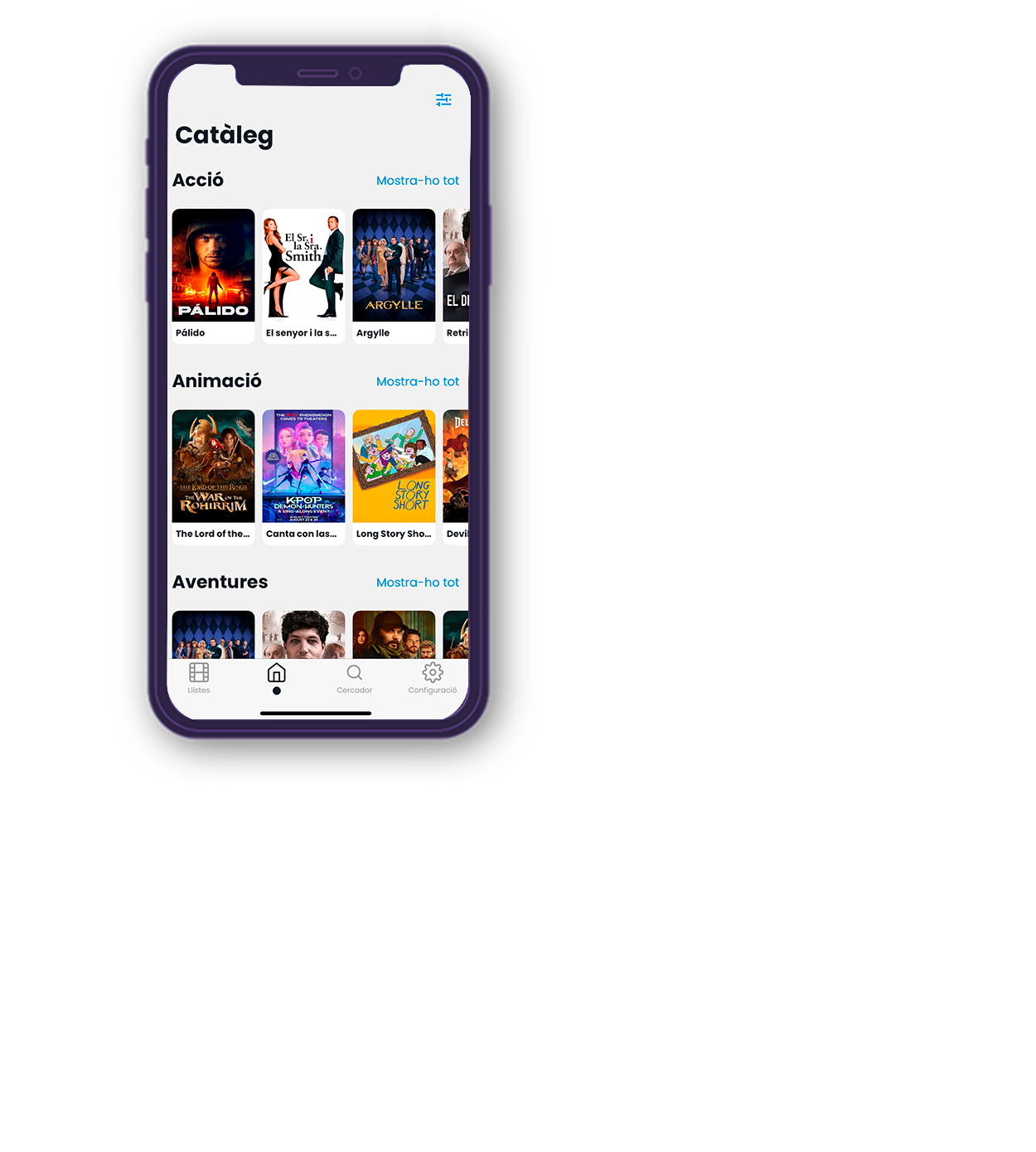 Diversos mòbils amb pel·lícules i sèries de l'aplicació Goita Play